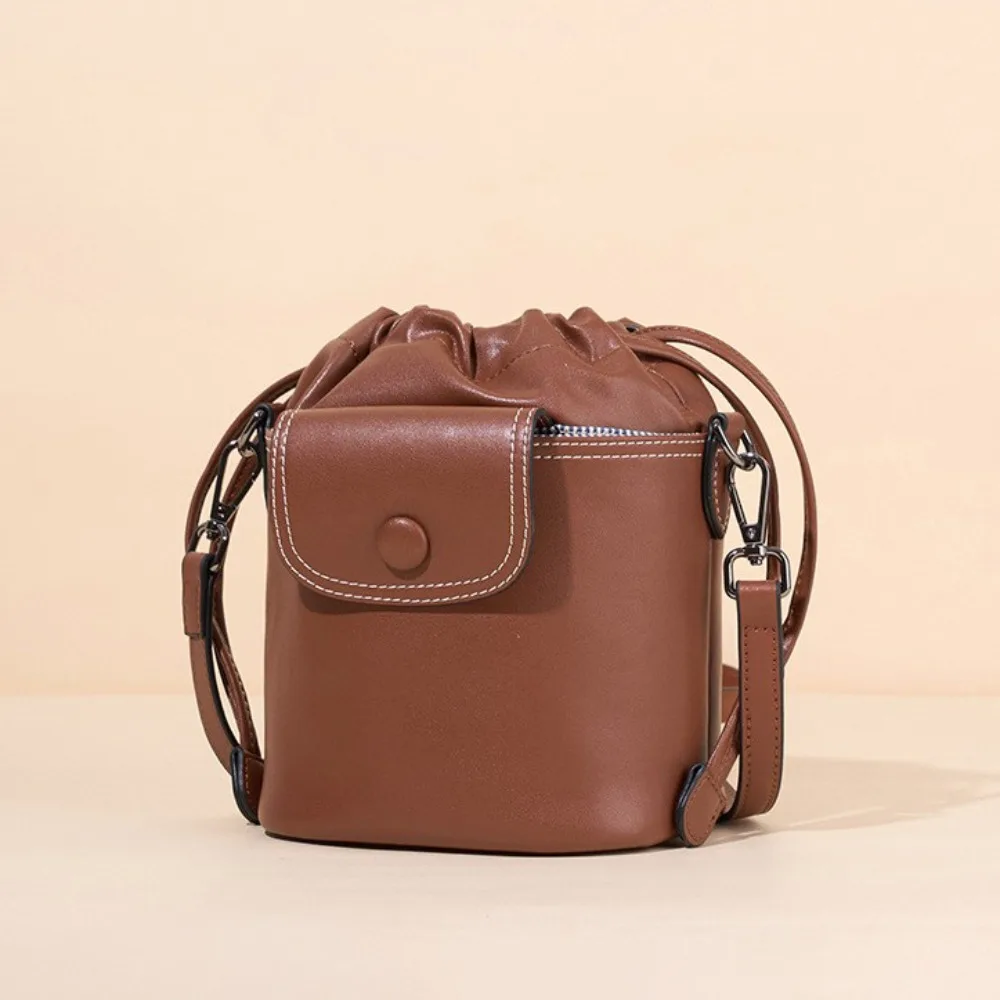Leather Women's Bags New Fashion Lucky Crossbody Shoulder Commuter Bucket  Exquisite and Unique Versatile Fashion Niche Design