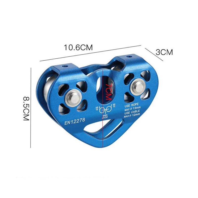 Outdoor Klettern Heben Transport Bergsteigen Riemenscheibe Herzform Doppelrolle Stahlkabel Riemenscheibe