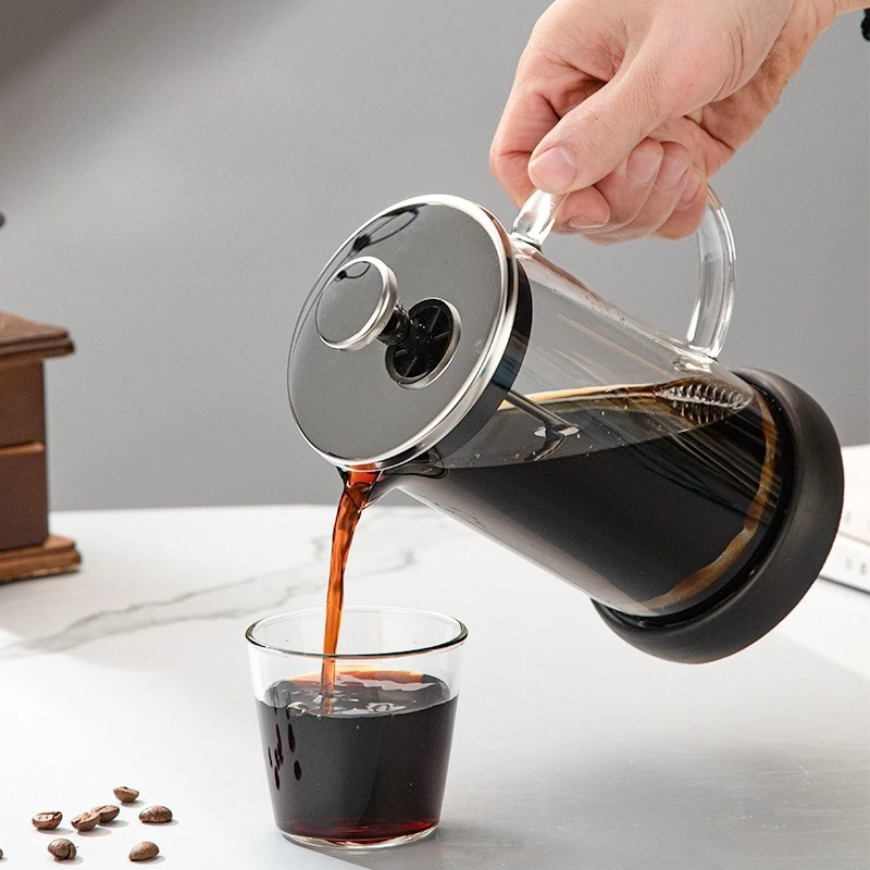 French Press Coffee Maker，Coffee Press,Heat Resistant Thickness Borosilicate French Press Glass, BPA-Free Brewed Tea Pot
