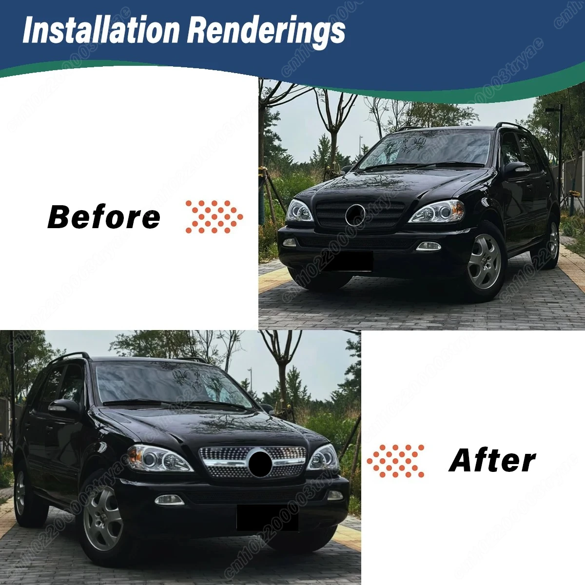 For Mercedes W163 ML-Class ML320 ML350 ML270 ML400 ML430 CDI 1998 1999 2000 2001 2002 2003 2004 Front Bumper GT Style Grid Kit