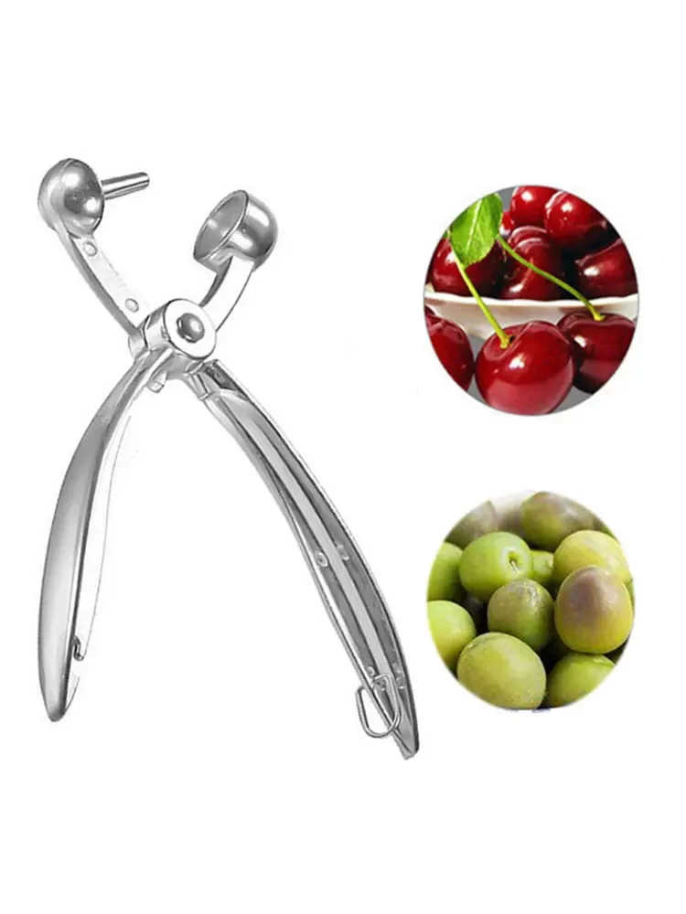 Cherry Remover 18cm Aluminum Aluminum Alloy Cherry Olive Pitter Corer Stoner Pits Fruits Remover Squeeze Handheld Tool