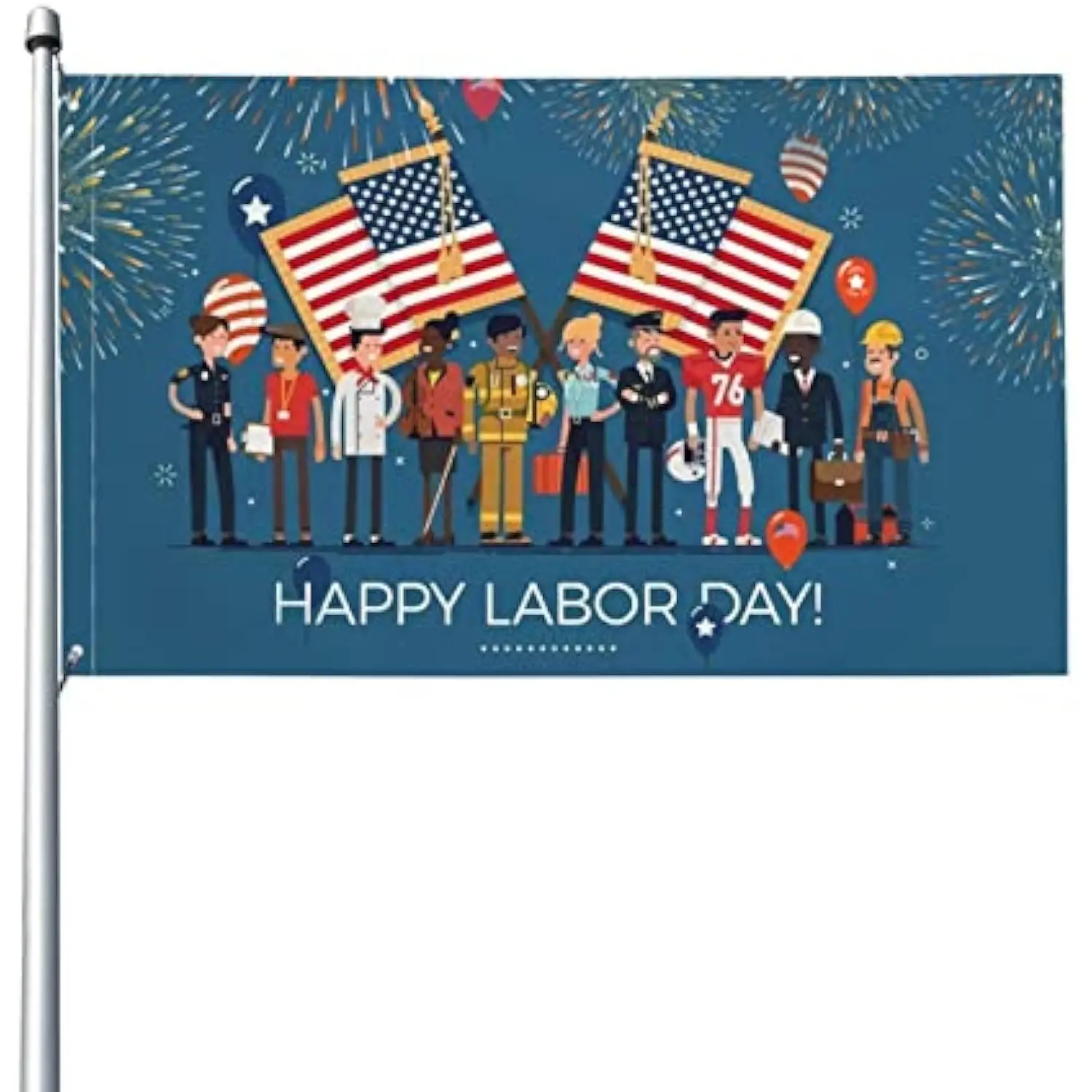 Happy Labor Day Garden Flag American Workers Outdoor Yard Decoration Single Side Print 3x5FT 4x6FT