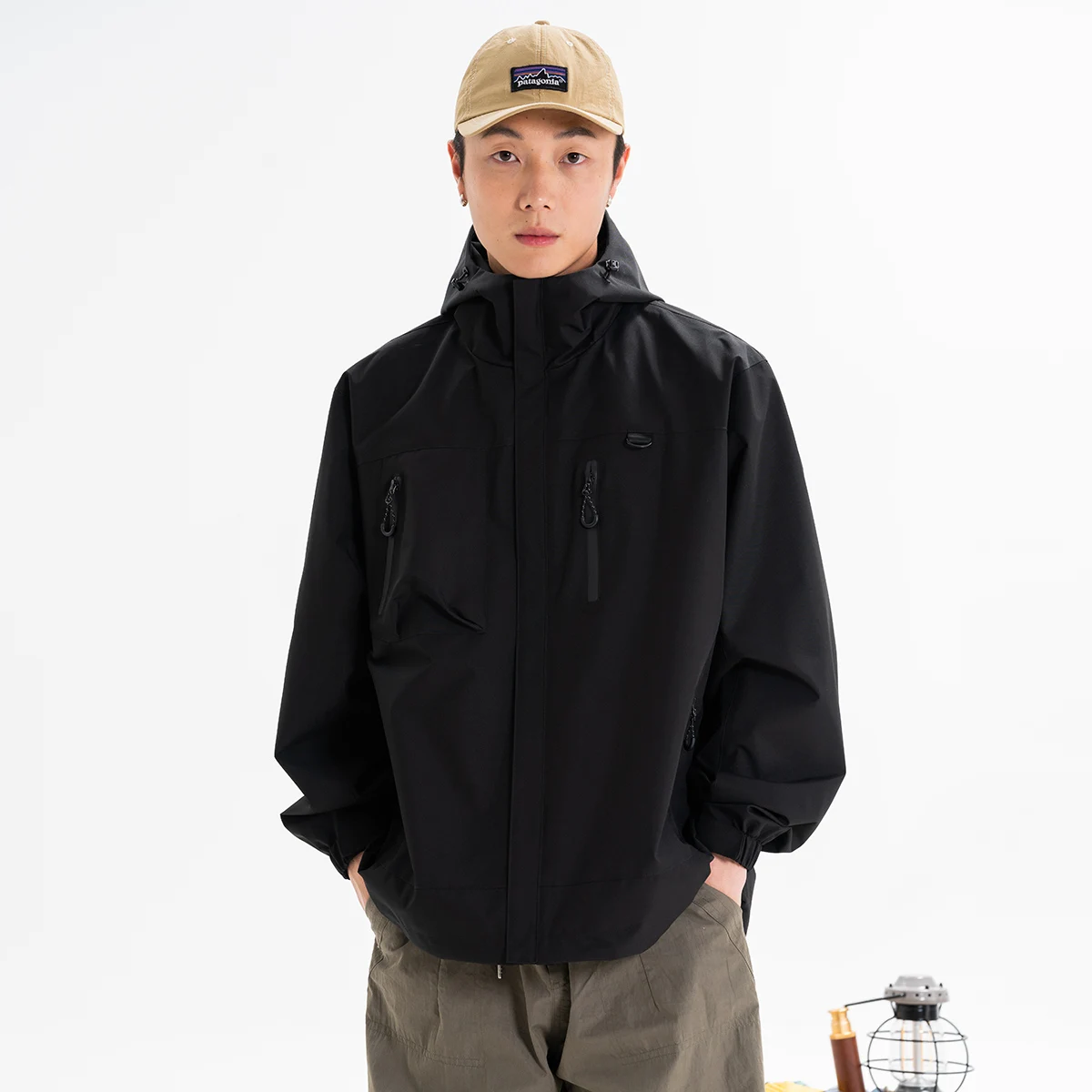 

Wassup Blueo Spring Autumn Loose Men's Jaet Tee-Proof Workwear Tactical Coat Trendy Outerwear Polyester Fiber Long Sve