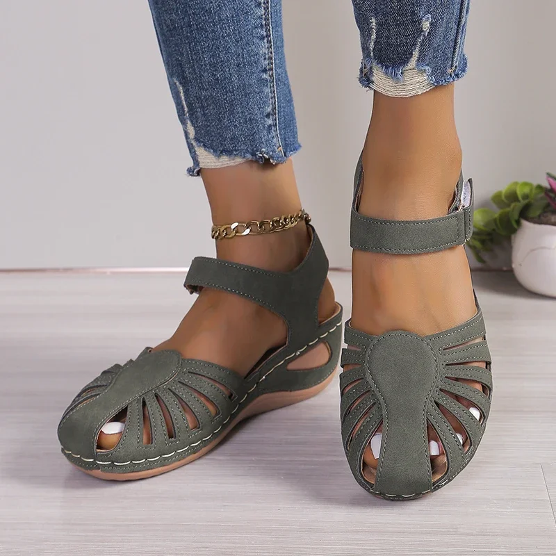 Women\'s Sandals 2024 Hot Sale Wedge Thick Bottom Beach Sandals Women Summer Outdoor Walking Casual Shoes Female Large Size 43