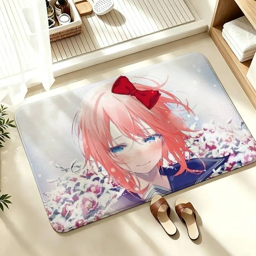 VN DDLC-C Girl S-Sayori  Soft Absorbent Decorative Floor Mat for Bathroom Entryway Living Room