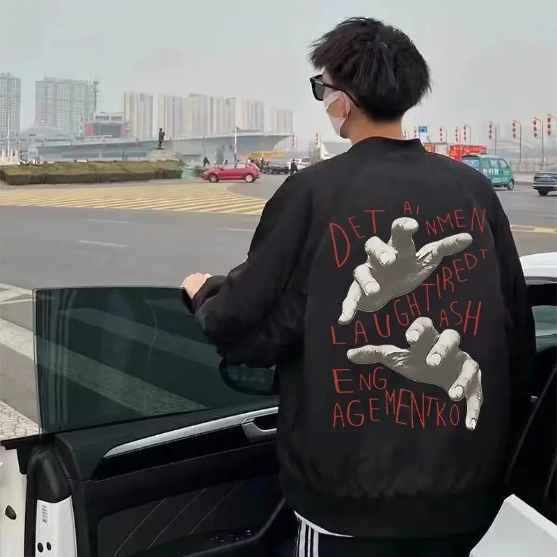 جاكيت بيسبول أمريكي عصري بطباعة العنكبوت للجنسين، ملابس خارجية للربيع والخريف، مقاس قياسي، أكمام طويلة، إغلاق بسحاب #5