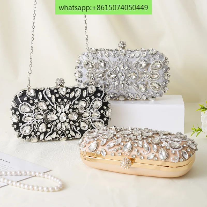 Diamond-encrusted dinner bag handmade beaded clutch bag cheongsam dress bag ladies handbag