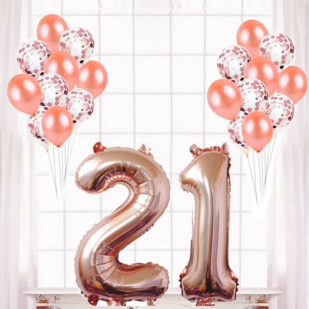

21 Years Old Birthday Balloons Sets Decor Balloons Sets for Birthday Party Gathering (Rose Golden, 40inch)