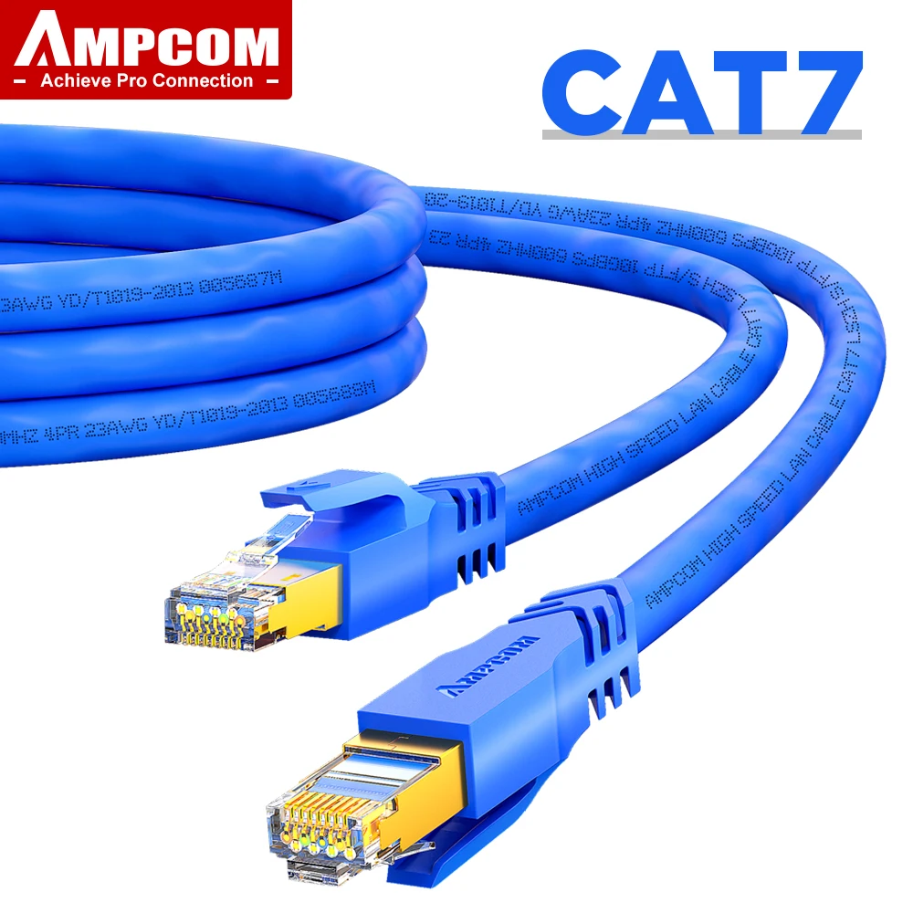 AMPCOM Cable Ethernet Cat7, Cable SFTP redondo RJ45, Cables de red CAT7, Cable de Internet para enrutador, módem, PC, Cable de parche PS4