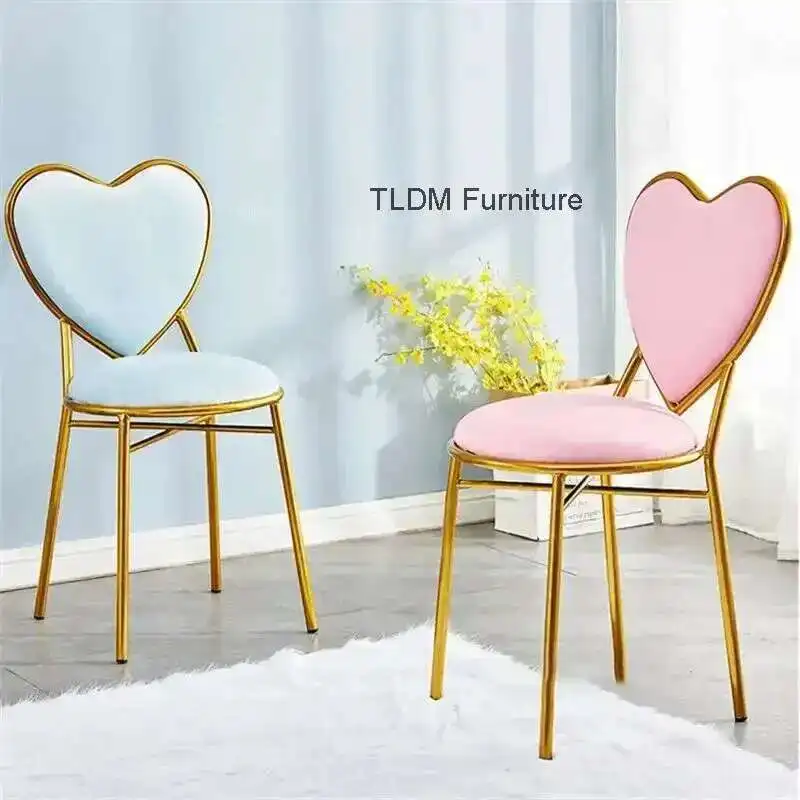 

Dormitory Leisure Nordic Makeup Chair Home Bedroom Furniture Backrest Dressing Stool Luxury Living Room Restaurant Dining Chairs