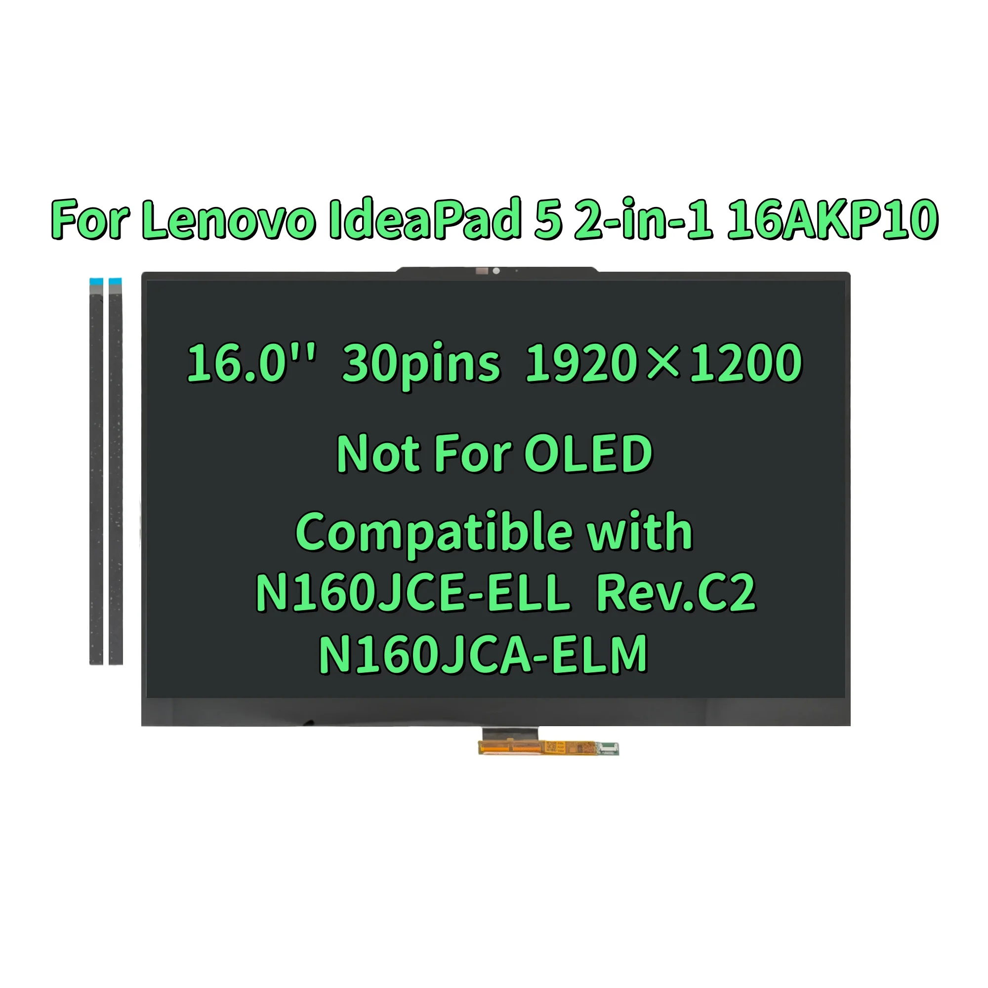 For Lenovo IdeaPad 5 2-in-1 16AKP10 16.0'' 1920×1200  LED Display Touch Screen Digitizer Assembly Bezel with Touch Control Board