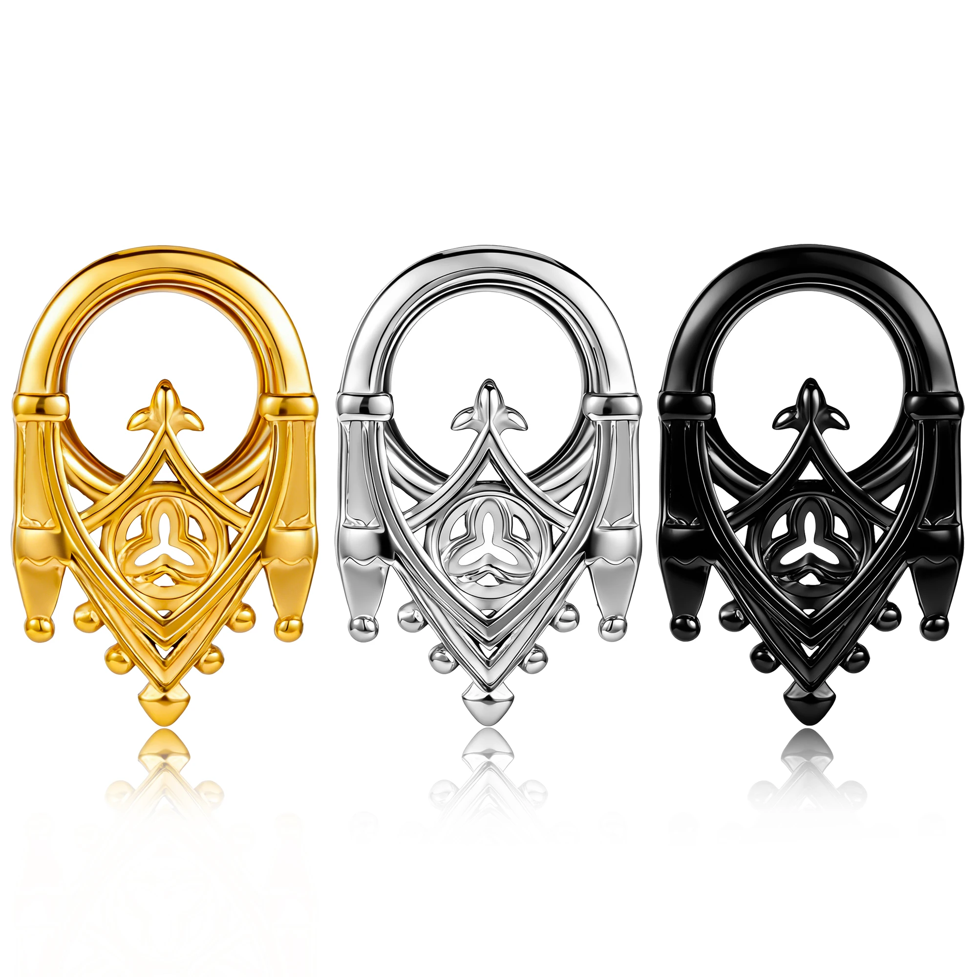 Vankula 2PCS Halloween Vintage Gothic Hollow Castle Earrings Ear tunnles plugs, Minimalist Fashion Ear Tunnels Ear Plugs Retro