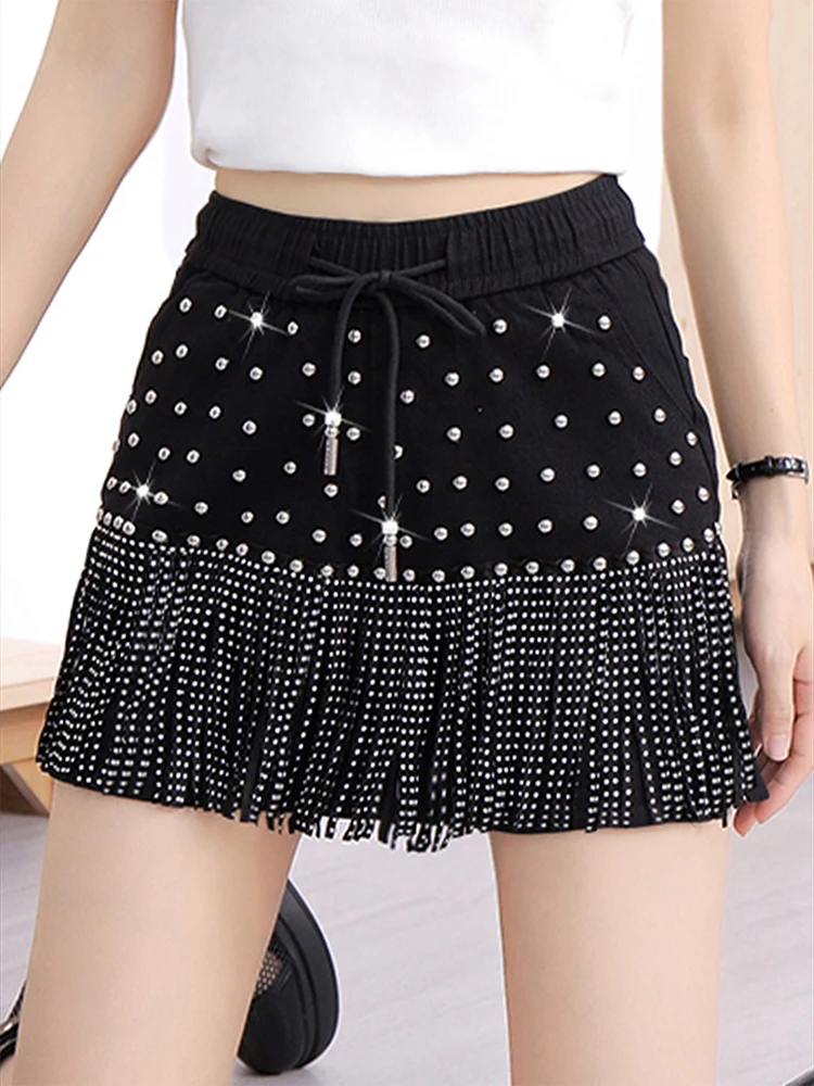 Tassel Shorts Women's Streetwear Candy colored New Korean version Fashion Sexy High Waisted Trendy Spicy Girl Dance Short Skirts