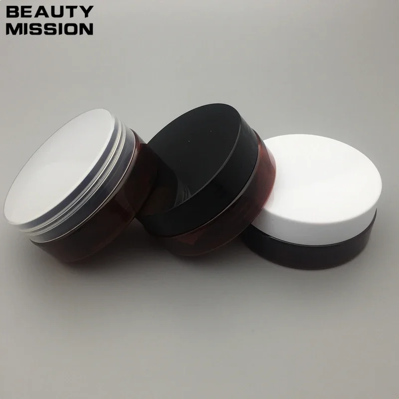 

50 grams brown PET Jar,Cosmetic Jar 50g brown jar with black/white/transparent Lid Make up Packaging Beauty Salon container