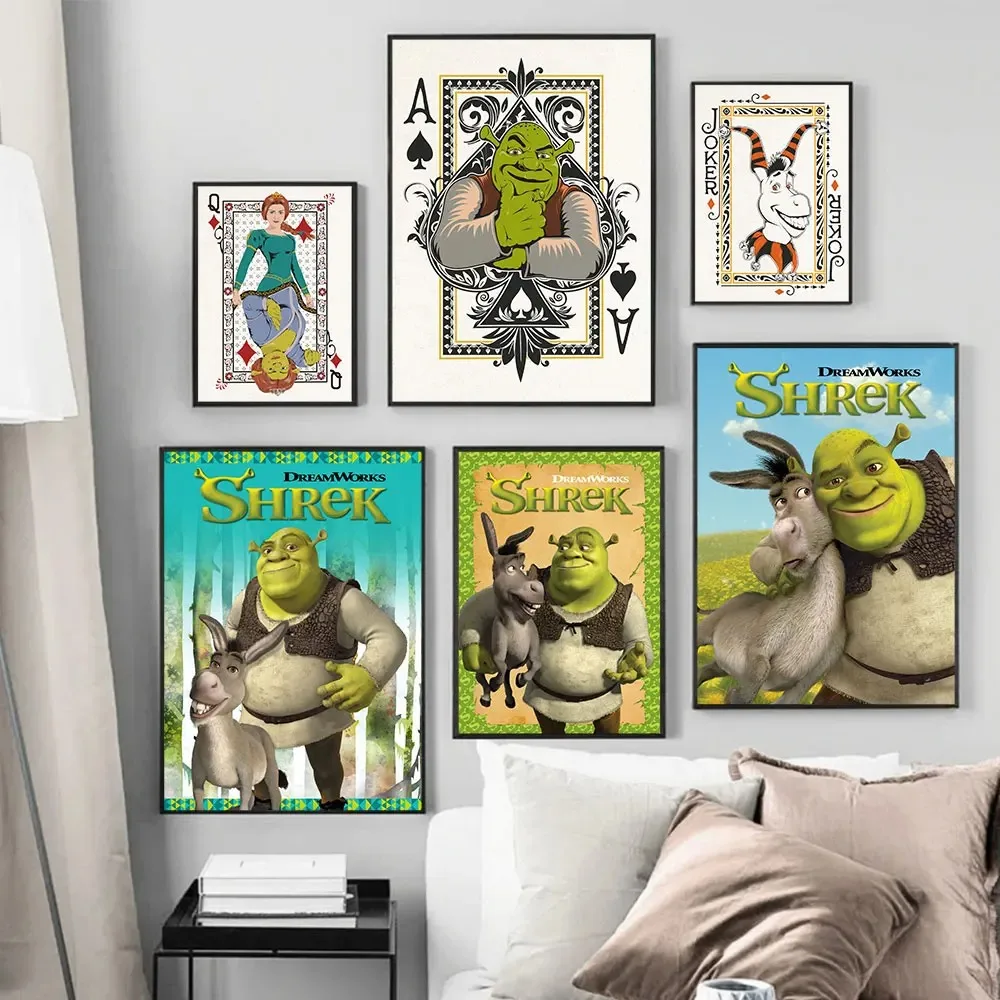 Abstract Shrek 2 Movie The Trio Posters Print Cartoon Funny Donkey Canvas Painting Wall Art Pictures For Living Room Home Decor