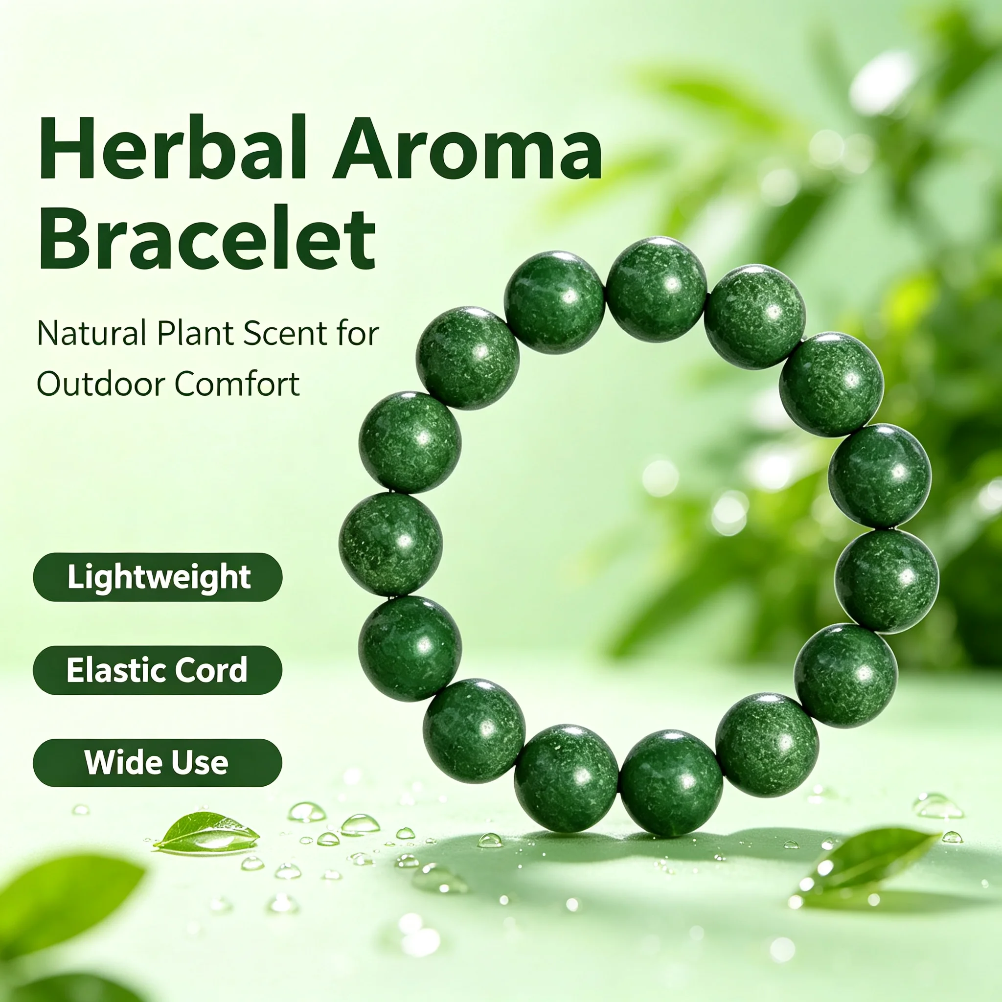 Handcrafted Natural Wormwood Herb Bead Bracelet, Elastic Aroma Beaded Bracelet, Decorative Scented Jewelry