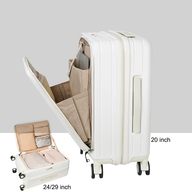 Capacity Suitcase Front Open Suitcase Large Capacity Trolley Case 20 24 29 Inch Men Women Boarding Case Universal Wheel Cases