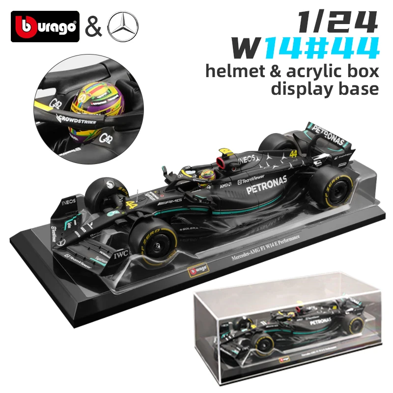 

Bburago 1:24 2023 F1 Mercedes AMG W14 #44 Lewis Hamilton #63 Russell Alloy Diecast Car Model Formula Racing Toy Collectible Gift