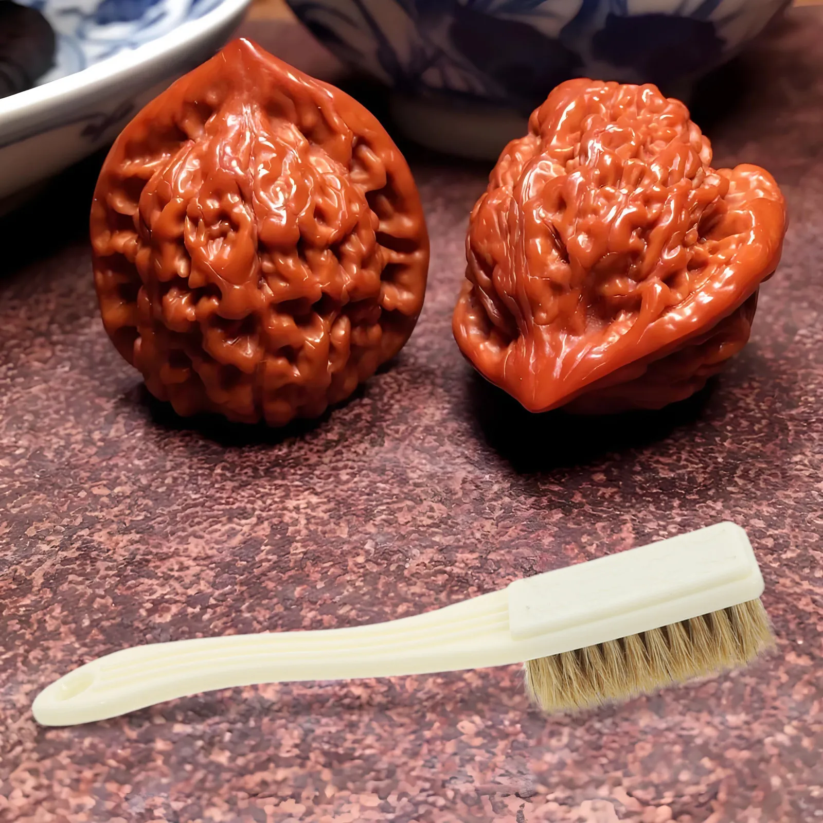 6Pcs Handheld Cleaning Brush Set 6 Row Pig Bristle Detail Brush for Rust Dirt Removal Walnut Crafts Gap Tile Joints