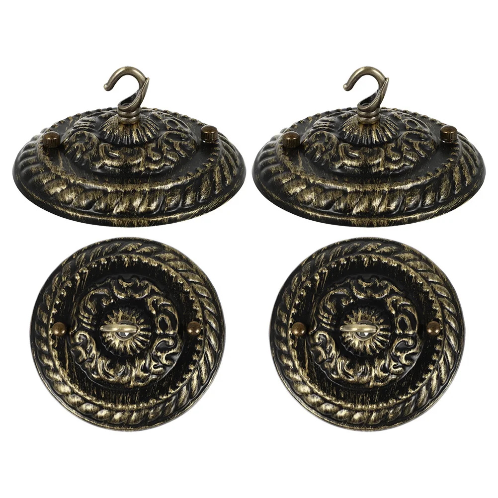 

4Pcs Vintage Ceiling Light Canopy Decorative Pendant Chandelier Cover Plates Hooks Multipurpose Easy Install Living Room