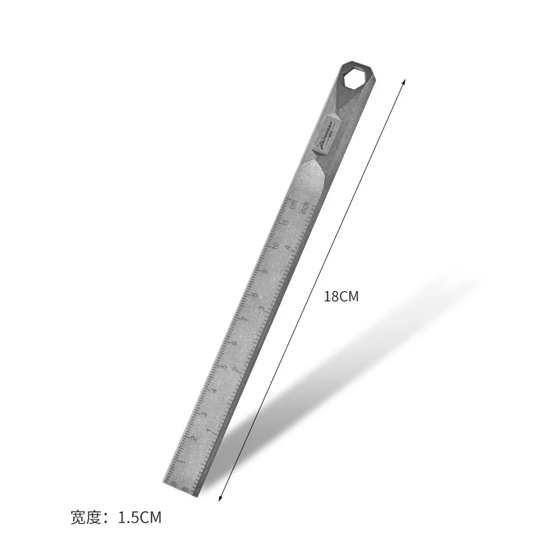 Lightweight Titanium Measuring Ruler, Wilderness Multi Pry Bar, Waist Hook Portable Metal Gadget