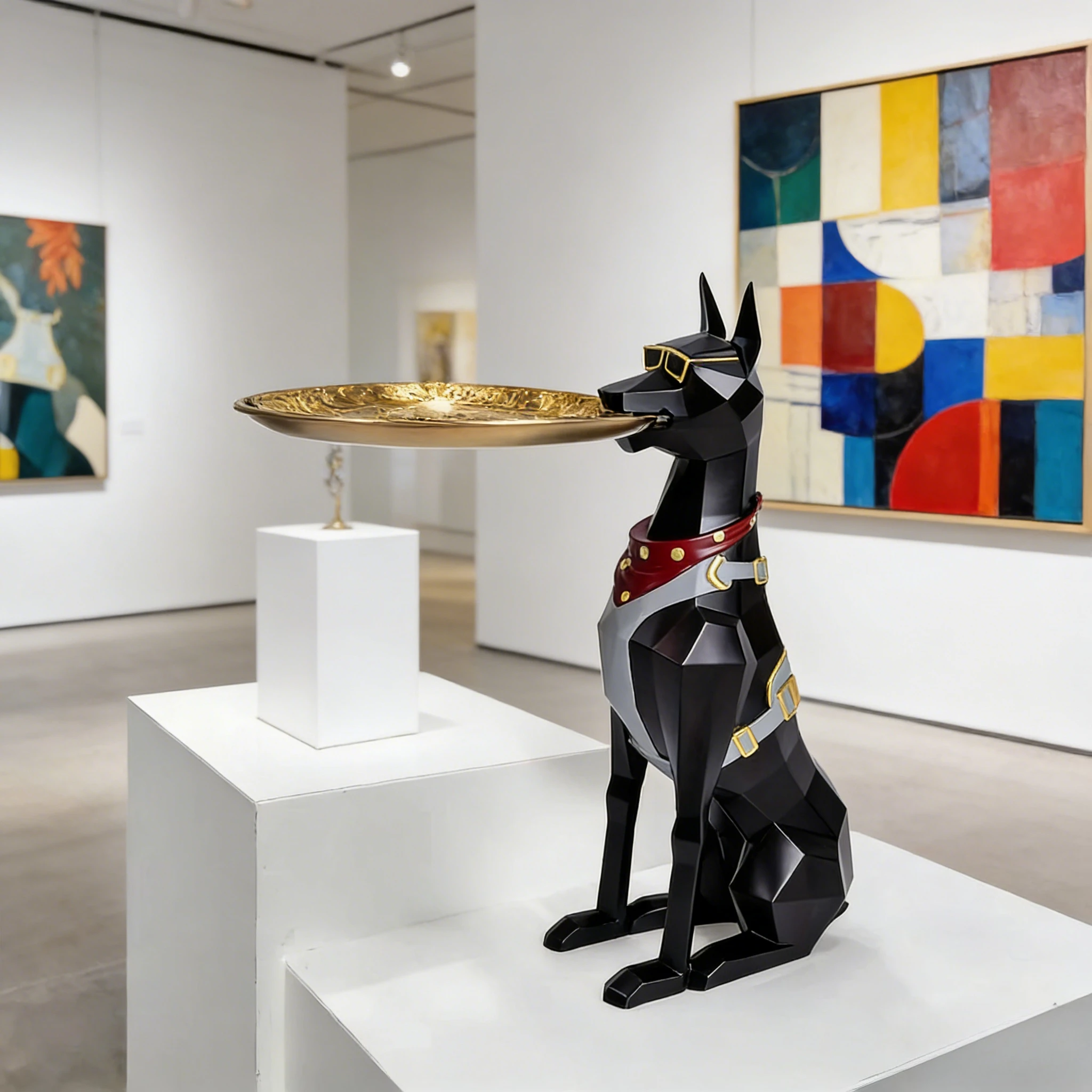 

Высококачественная статуэтка пинчера из смолы с металлическим подносом для хранения ключей и украшений, декоративный органайзер для дома и офиса, подарок для владельца собаки, прочная.