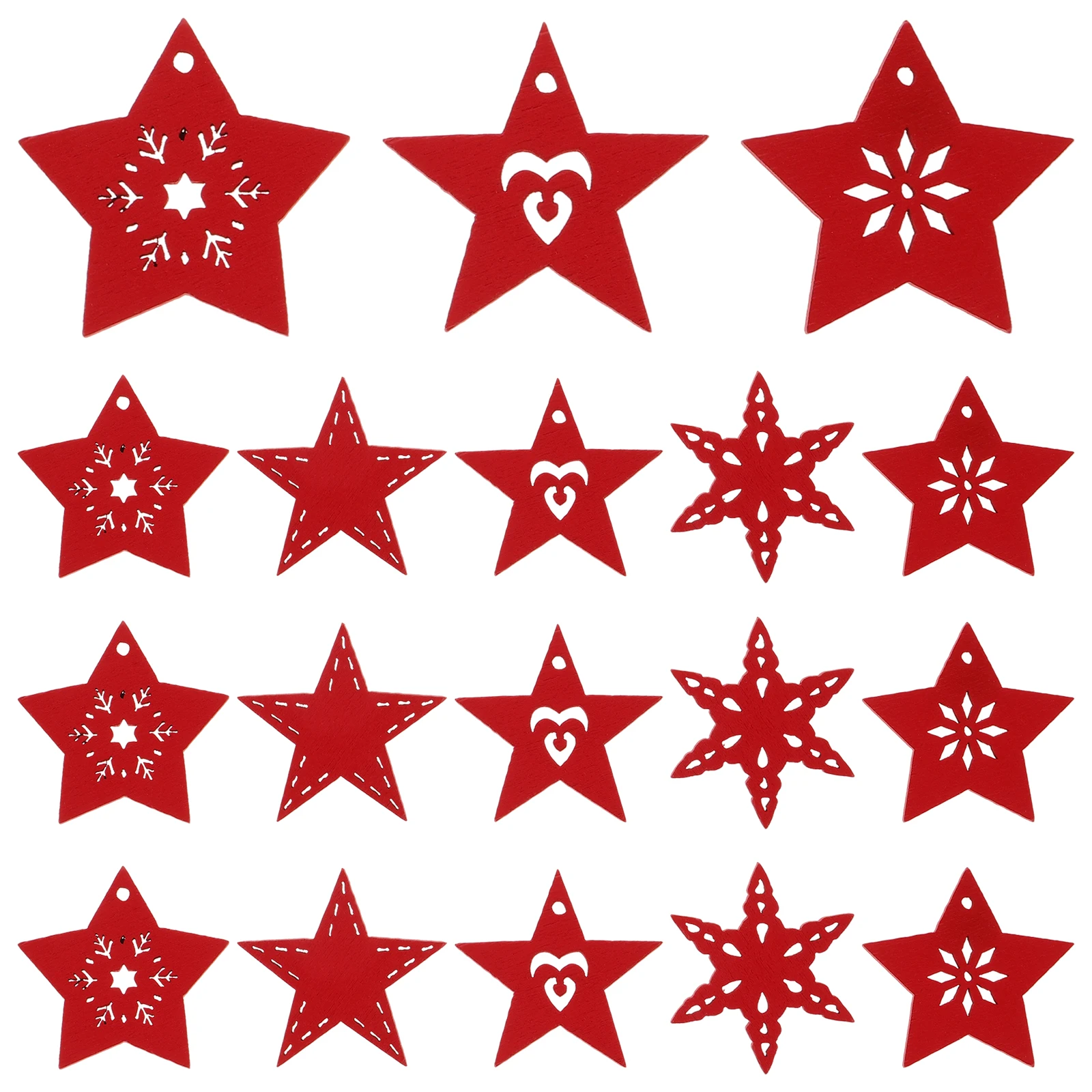 

50 Pcs Decoration Pentagram Pendant Christmas Wooden Cutout Hanging Ornament Plate Crafts Ornaments Red