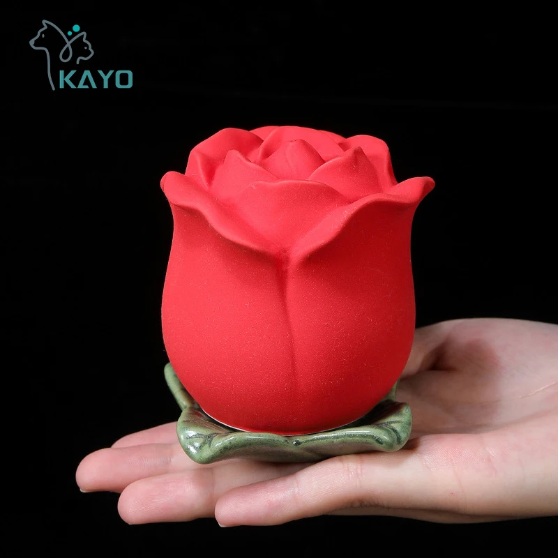 Rose Flower Pet Memorial Keepsake Urns Ceramic Cremation Urns Small Animal Urn Funeral Container for Human Ashes Coffin Box Urns