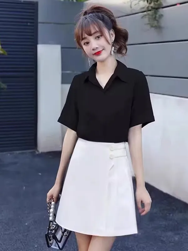 

Summer 2025 plus Size Casual Pure Color Design Sensation Women's Top Svel Chiffon irt Versatile Comfortable Fem Bl...