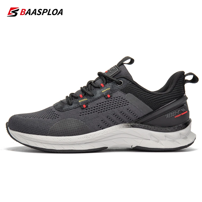 Baasploa 2023 New Men Fashion Sneakers Breathable Casual Running Shoes Anti-Slip Shock-Absorbing Knit Walking Shoes