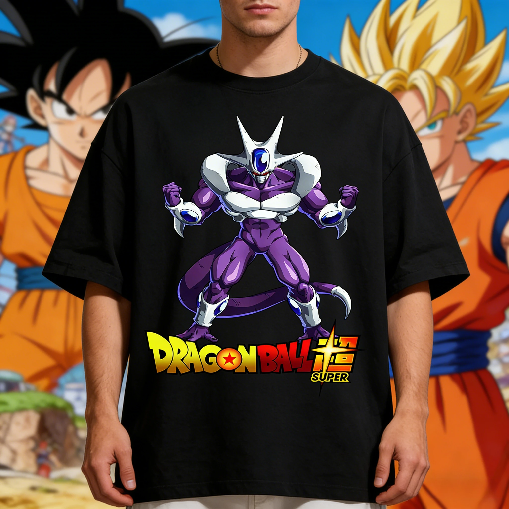 

Летняя распродажа 2026: Мужская футболка оверсайз с принтом Dragon Ball Cooler, графика аниме-персонажей, хип-хоп, уличная одежда, для спортзала, с коротким рукавом