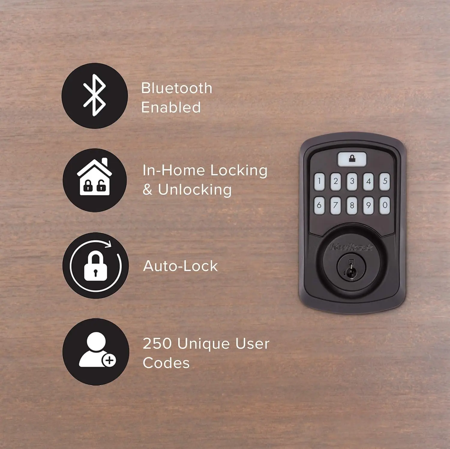 Bluetooth Keypad Door Lock with Smart Security, Auto-Lock, Easy Install, Iron Black Finish