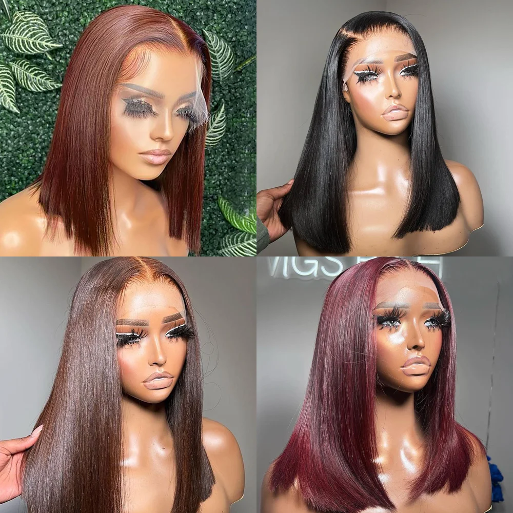 Straight Bob Wig Lace Front Human Hair Wigs For Women HD Transparent 13X4 Lace Frontal Wig NO Glue Wig Human Hair