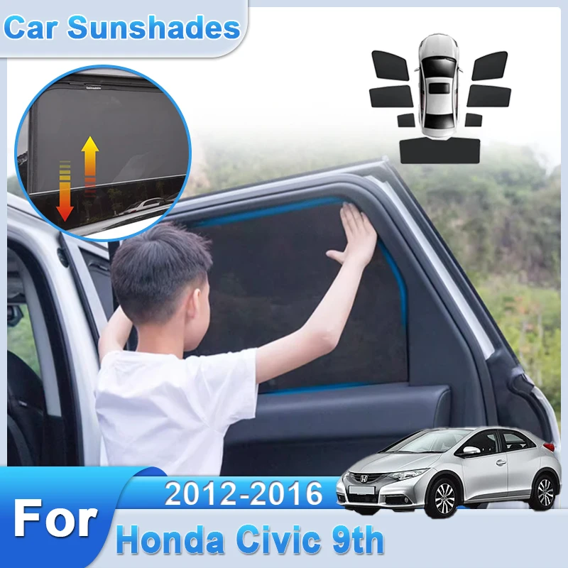 

Сетчатый солнцезащитный козырек с полным покрытием для Honda Civic 9 2012 2013 2014 2015 2016, анти-УФ-тепляционный солнцезащитный козырек, автомобильные аксессуары