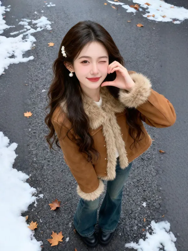 

Ретро Sli ort Jaet Свободный крой Красивый уникальный модный топ для небольшого роста Зима 2025 Тепло гарантировано