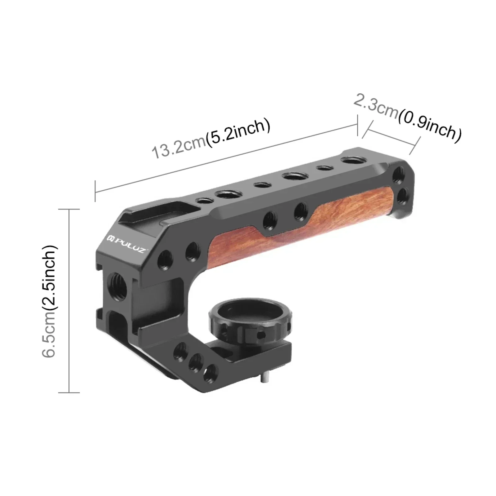 Wooden Top Handle Camera Rabbit Cage Expansion Accessories 1/4 and 3/8 inch Screw Hole with 3 Cold Shoe Mount Camera Grip