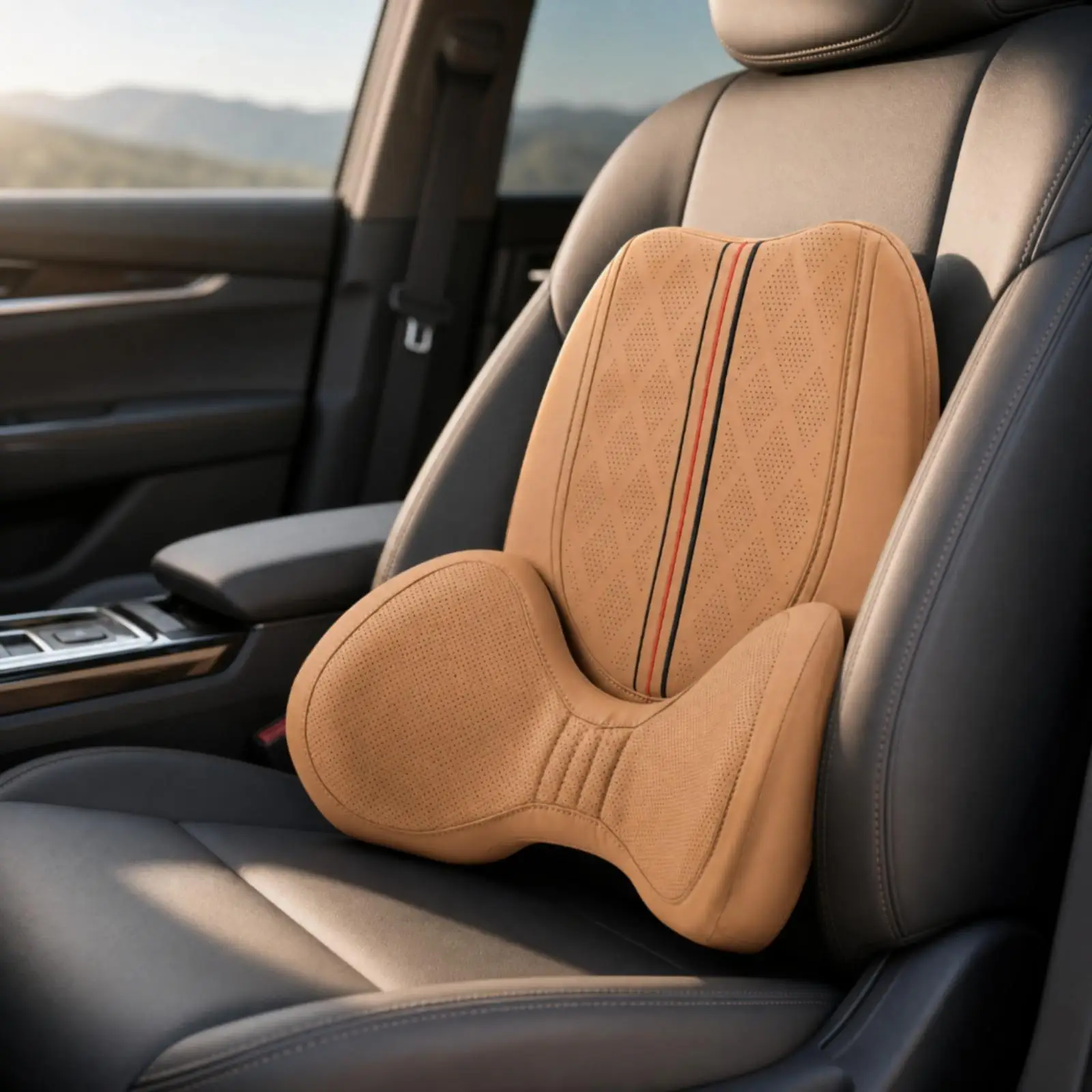 Car for seat Support Pillow Adjustable Detachable Pad for Long Drive Comfort and Posture