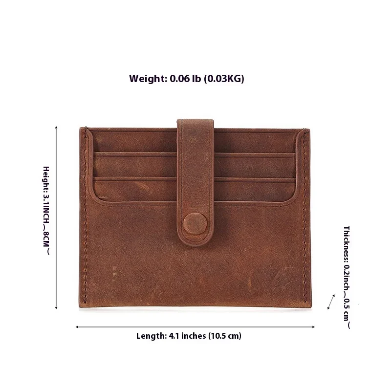 Men's Genuine Leather Wallet with Multiple Card Slots Horizontal Card Holder  Cowhide Hidden Button Portable Wallet