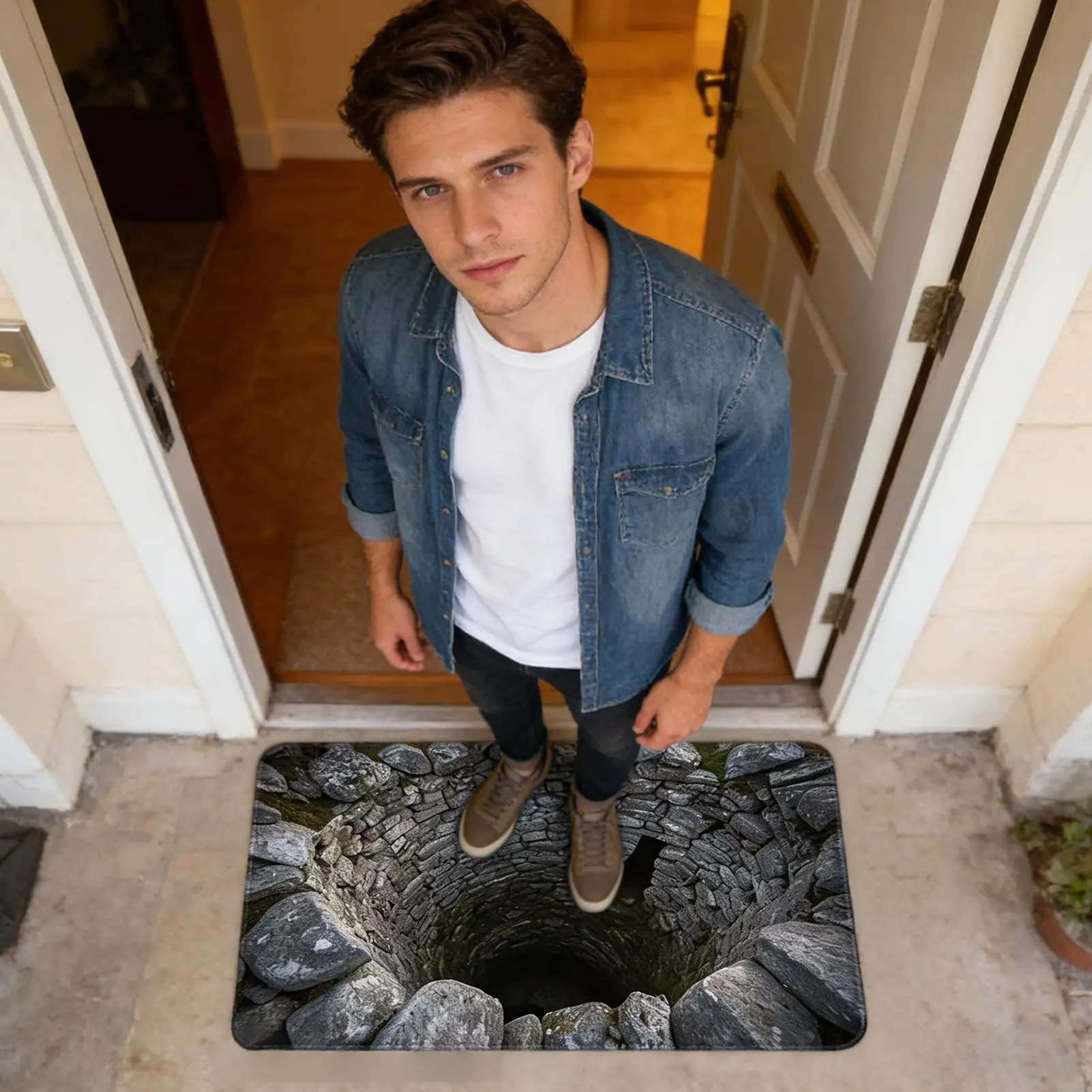 3D Optical Illusion Non-Slip Door Mat Machine Washable for Bathroom Bedroom Camping Yoga Durable Floor Mat 50x80cm/40x60cm