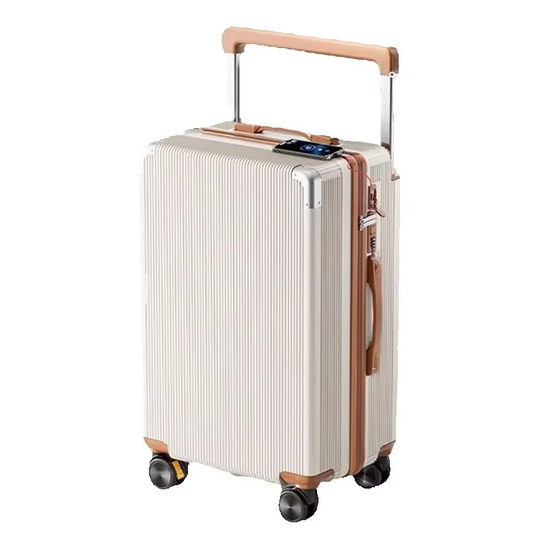 

2025 New Suitcase Wide Handle Carry on Luggage USB Cup Holder Boarding Trolley Case Brake Wheel Large Capacity Travel Suitcases