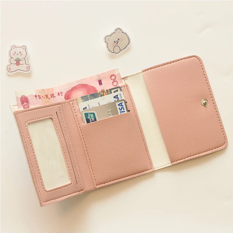 Kawaii Cartoon Sanrioed Kt Cat portafoglio donna Anime Cinnamoroll Kuromi portatile pieghevole corto Multi-Card portafoglio Mini moneta Pirse