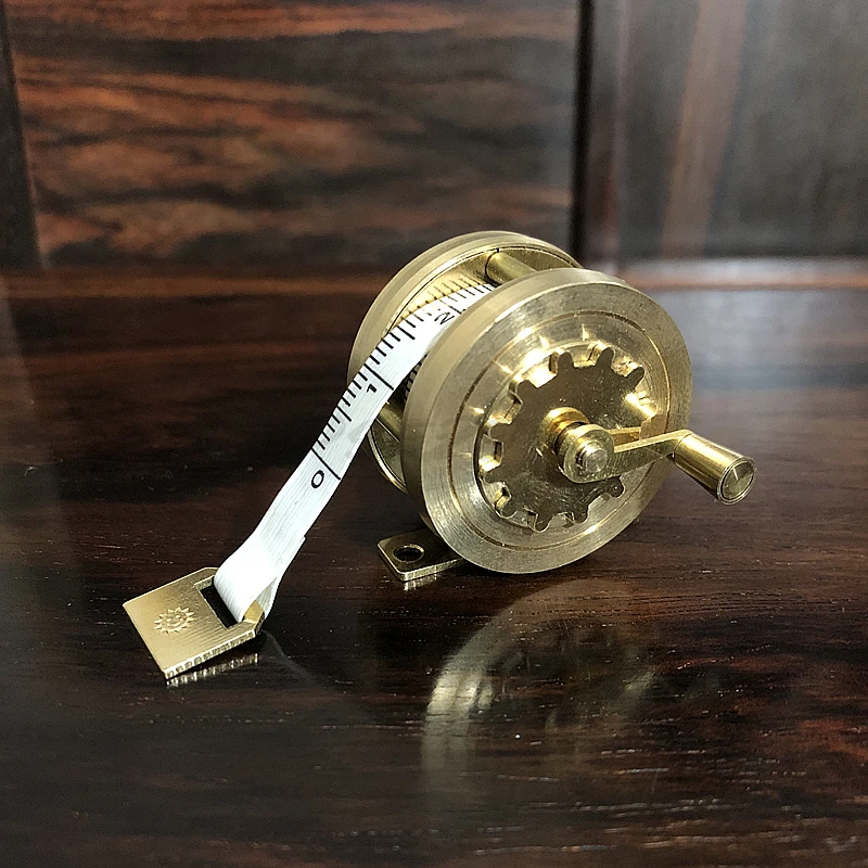 Exquisite Pure Copper Tape Measure Brass Manual Reel Portable Retro Flywheel Small Tape Measure Measuring Tool