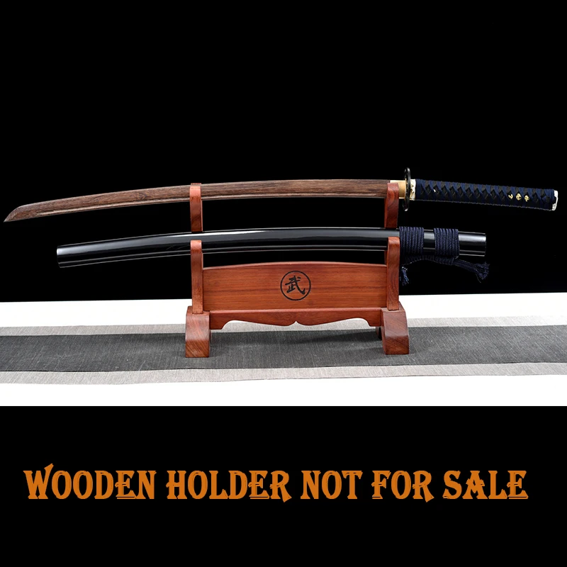 High Quality Wooden Sword, No Sharp Edge,Training Sword, Wood Blade, Bushido Props,Samurai Katana, Blue Cord, Decor