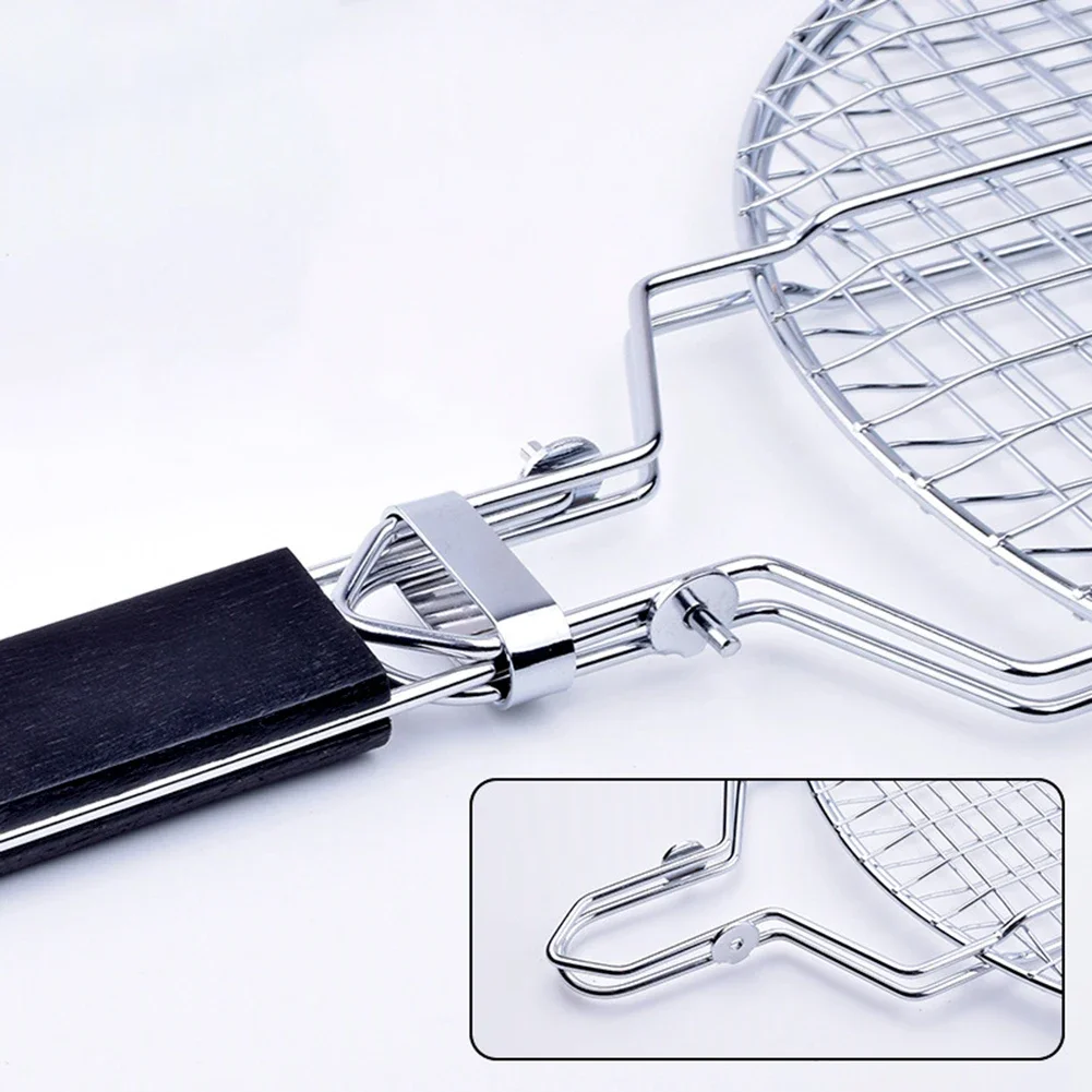 

Heavy Duty Stainless Steel Grill Basket with Wooden Handle for BBQ Suitable for Cooking Multiple Items Simultaneously on Grill