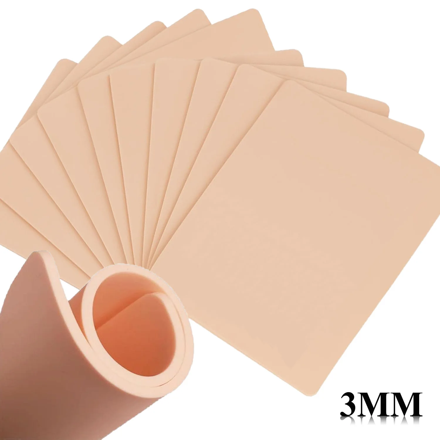 15/10/8/5/3/1pcs Tattoo Practice Skin Big Size 3MM Thick Tattoo Accessory Silicone Double Sides Fake Skin Tattoo Training