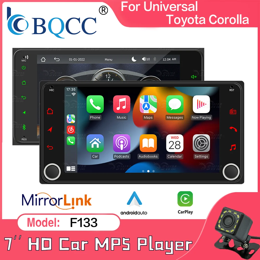 

Автомагнитола BQCC 7'' с сенсорным экраном, Bluetooth, RDS, FM, USB для Toyota COROLLA, VIOS, CROWN, CAMRY, HIACE, PREVIA, RAV4