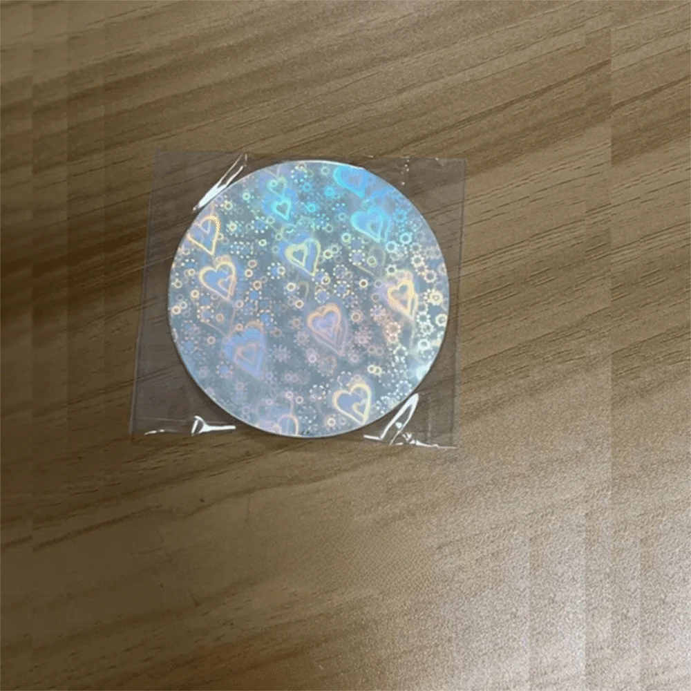 100 Stück runde Laserfolien-Abzeichenabdeckungen aus PVC, mehrere Stile, transparente Abzeichenfolie, Sternmuster, DIY-Herstellung