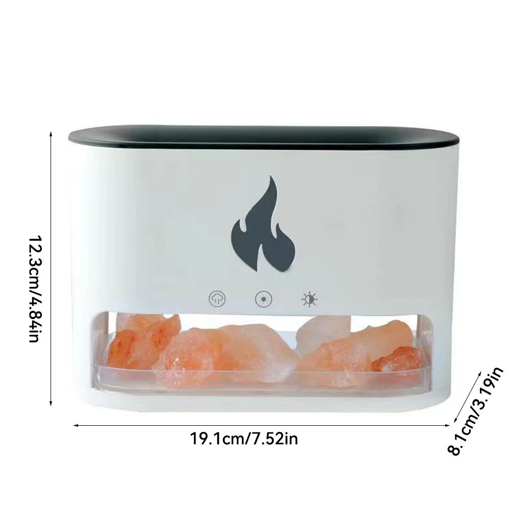 Novo cristal do Himalaia pedra de sal aroma umidificadores de ar 3d chama fogo colorido luz da noite aromaterapia difusor de óleo essencial
