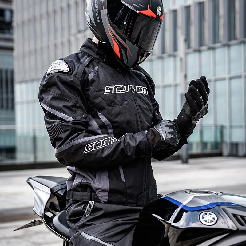 New SCOYCO Winter Motorcycle Jacket Waterproof Road Racing Clothing Cold-proof Riding Jacket Pants Reflective Protective Gear