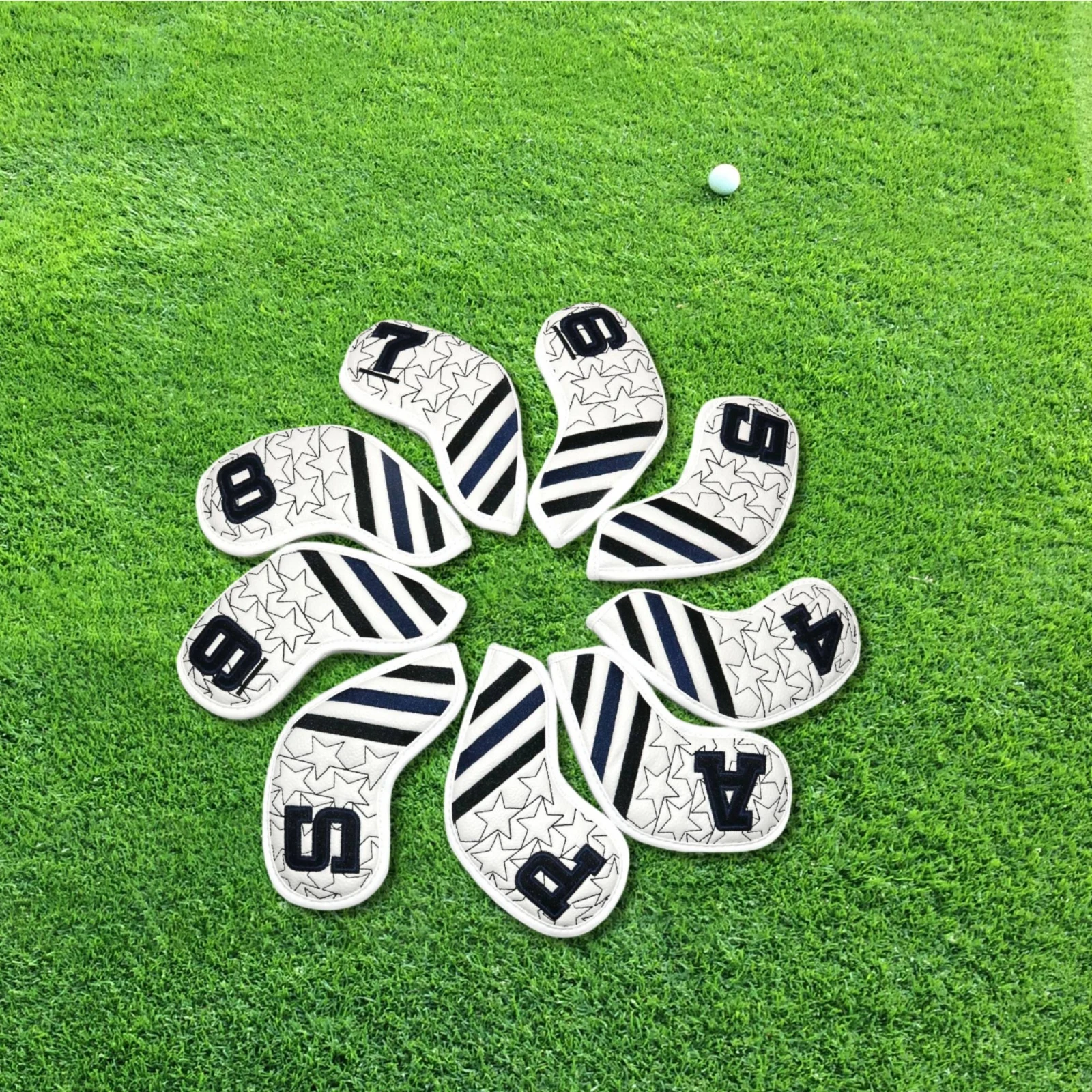 

Golf Club Head Cover Embroidered Star Padded Golf Head Cover Sports Gear Leather-Like Curved Profile